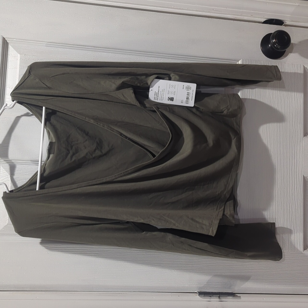 NWT- Athleta Olive green Draped Long Sleeve Top, size Xl